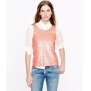 J. Crew Coral/Peach Sequin Tank Tee Top